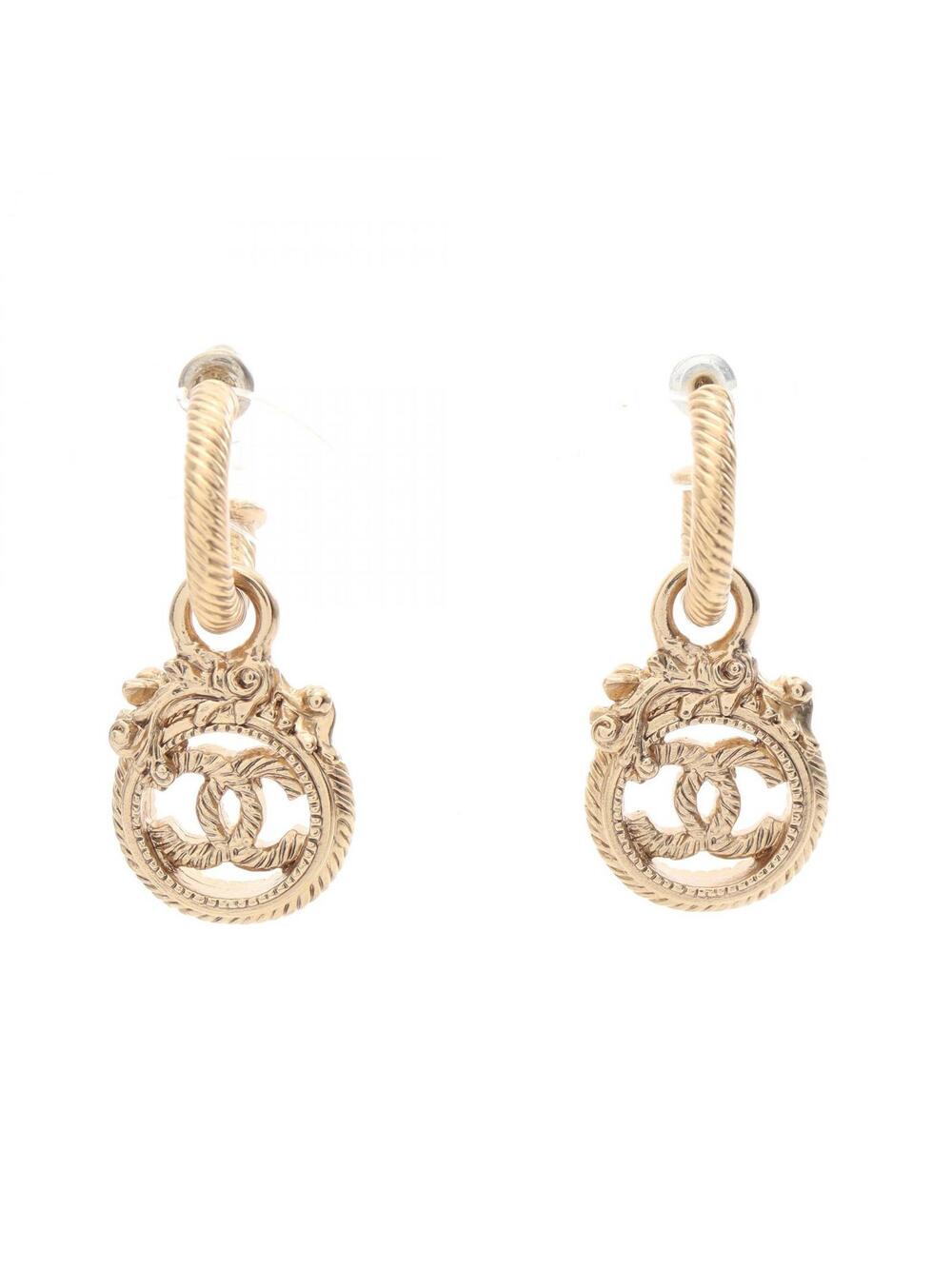 Chanel Coco Mark Hoop Pierced Earrings #278141C12B